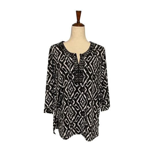 Cathy Daniels Geometric Tunic Top 1X - Picture 2 of 8
